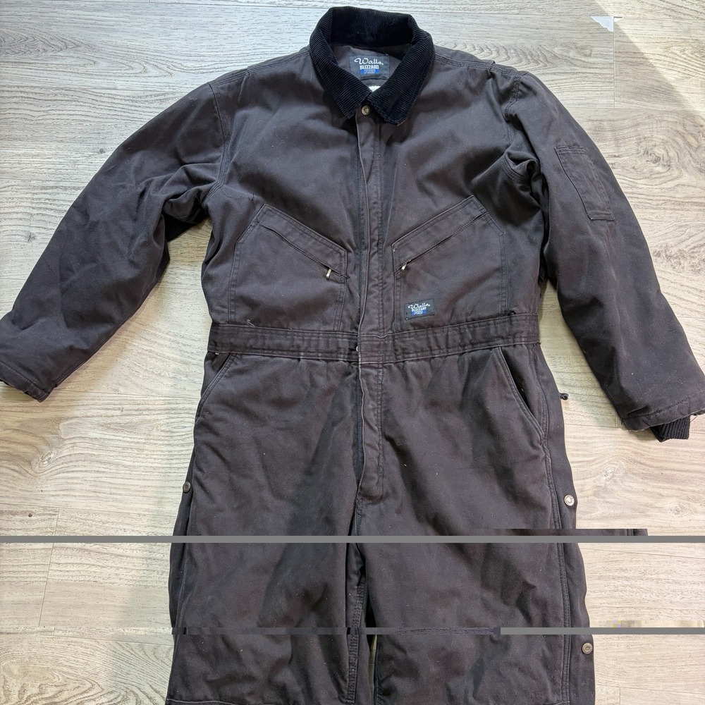 Walls Workwear Insulated Coveralls Black Sz Large Short Chest 42-44 Quilt Lined